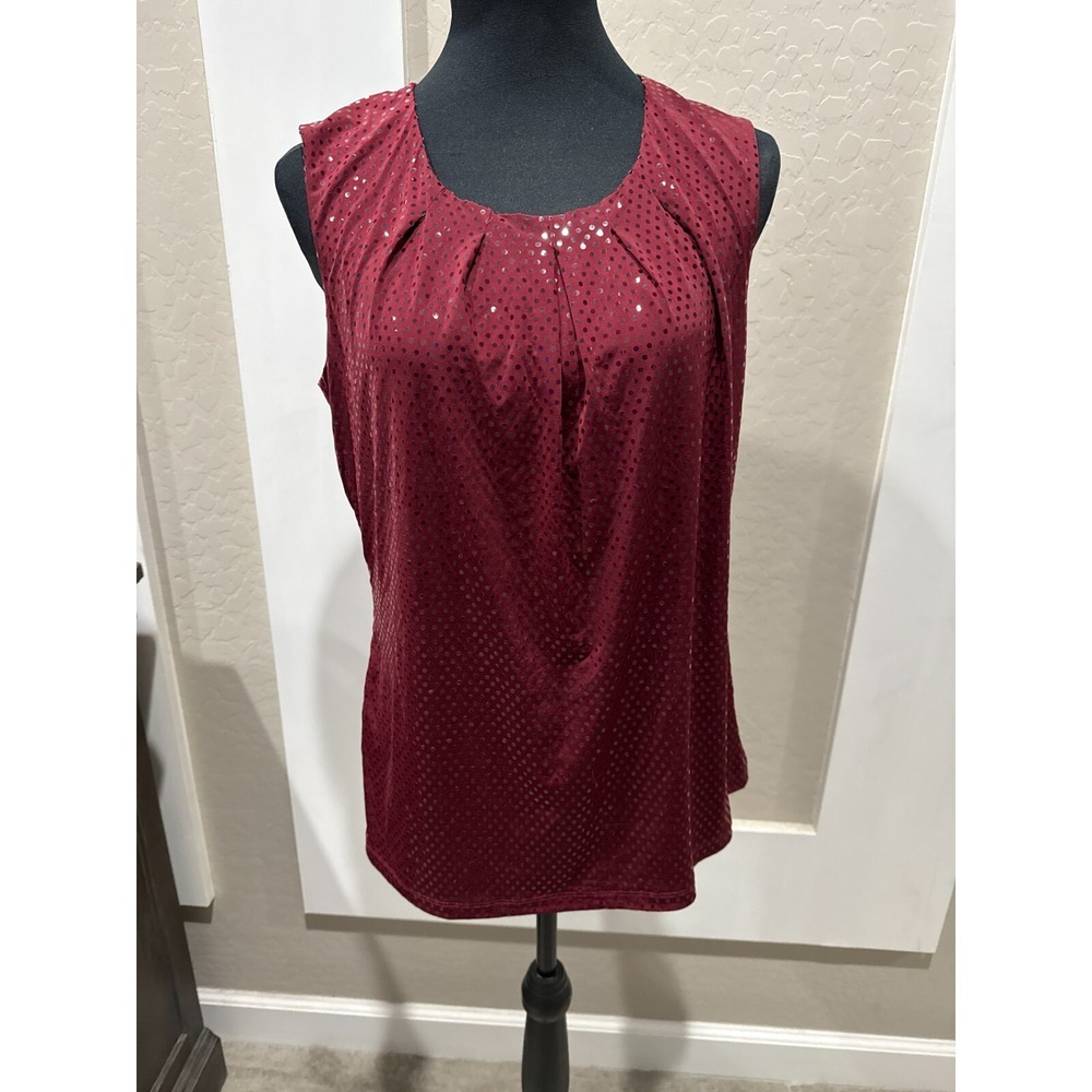 Laura Ashley Womens Tank Top City Lights Sequin Stretch Burgundy Sz Medium NWT!